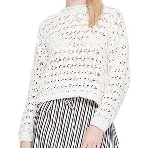 white /cream Open-Knit  crochet Sweater size small BLACK TAPE